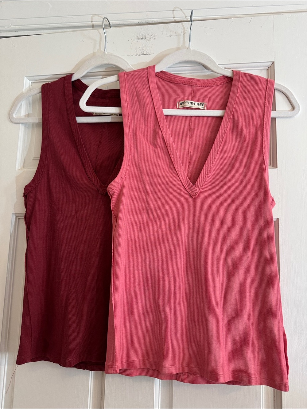 We The Free Neria V-Neck Tank Top Bundle Pink Red Burgundy